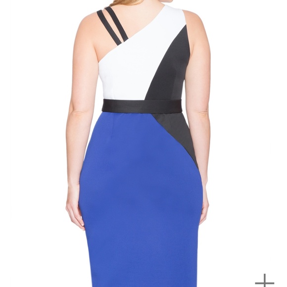 Eloquii - Color Block One Shoulder Dress - 18 - Picture 2 of 5
